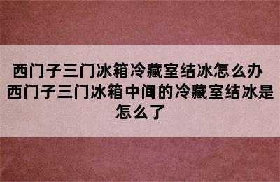 西门子三门冰箱冷藏室结冰怎么办 西门子三门冰箱中间的冷藏室结冰是怎么了